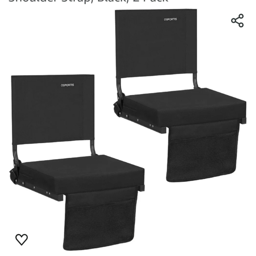 1 Black Stadium Seat with Back Support